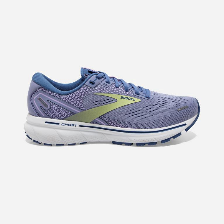 Brooks Ghost 14 Women's Cushioned Road Running Shoes UK Clearance - Purple Impression/Dutch/Lime (UF